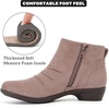 image:imageRuiee Ankle Boots for Women Fashion Heeled Booties  Chunky Heeled Booties Classic Versatile Lug Sole Faux Leather Microfiber Round Closed ToeBeige Mf 981