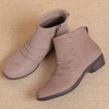 image:imageRuiee Ankle Boots for Women Fashion Heeled Booties  Chunky Heeled Booties Classic Versatile Lug Sole Faux Leather Microfiber Round Closed ToeBeige Mf 981
