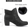 image:imageRuiee Ankle Boots for Women Fashion Heeled Booties  Chunky Heeled Booties Classic Versatile Lug Sole Faux Leather Microfiber Round Closed ToeBlack Bmf 303