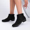 image:imageRuiee Ankle Boots for Women Fashion Heeled Booties  Chunky Heeled Booties Classic Versatile Lug Sole Faux Leather Microfiber Round Closed ToeBlack Mf 981