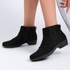 image:imageRuiee Ankle Boots for Women Fashion Heeled Booties  Chunky Heeled Booties Classic Versatile Lug Sole Faux Leather Microfiber Round Closed ToeBlack Mf 981