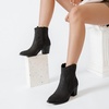 image:imageRuiee Ankle Boots for Women Fashion Heeled Booties  Chunky Heeled Booties Classic Versatile Lug Sole Faux Leather Microfiber Round Closed ToeBlack Pu 969
