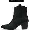 image:imageRuiee Ankle Boots for Women Fashion Heeled Booties  Chunky Heeled Booties Classic Versatile Lug Sole Faux Leather Microfiber Round Closed ToeBlack Pu 969