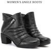 image:imageRuiee Ankle Boots for Women Fashion Heeled Booties  Chunky Heeled Booties Classic Versatile Lug Sole Faux Leather Microfiber Round Closed ToeBlack Pu 303