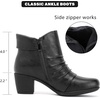 image:imageRuiee Ankle Boots for Women Fashion Heeled Booties  Chunky Heeled Booties Classic Versatile Lug Sole Faux Leather Microfiber Round Closed ToeBlack Pu 303
