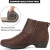 image:imageRuiee Ankle Boots for Women Fashion Heeled Booties  Chunky Heeled Booties Classic Versatile Lug Sole Faux Leather Microfiber Round Closed ToeBrown Bmf 981
