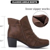 image:imageRuiee Ankle Boots for Women Fashion Heeled Booties  Chunky Heeled Booties Classic Versatile Lug Sole Faux Leather Microfiber Round Closed ToeBrown Bmf 303
