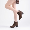 image:imageRuiee Ankle Boots for Women Fashion Heeled Booties  Chunky Heeled Booties Classic Versatile Lug Sole Faux Leather Microfiber Round Closed ToeBrown Bmf 303