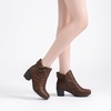 image:imageRuiee Ankle Boots for Women Fashion Heeled Booties  Chunky Heeled Booties Classic Versatile Lug Sole Faux Leather Microfiber Round Closed ToeBrown Bmf 303