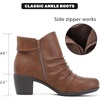 image:imageRuiee Ankle Boots for Women Fashion Heeled Booties  Chunky Heeled Booties Classic Versatile Lug Sole Faux Leather Microfiber Round Closed ToeBrown Pu 303