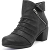 image:imageRuiee Ankle Boots for Women Fashion Heeled Booties  Chunky Heeled Booties Classic Versatile Lug Sole Faux Leather Microfiber Round Closed ToeBlack Bmf 303