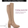 image:imageRuiee Extra Wide Calf Heeled Knee High Boots for Women  Extra Wide Calf True Wide Width Gogo Boots Chunky Heeled Plus Size Classic VersatileBeige Mf 370