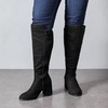 image:imageRuiee Extra Wide Calf Heeled Knee High Boots for Women  Extra Wide Calf True Wide Width Gogo Boots Chunky Heeled Plus Size Classic VersatileBlack Mf 370