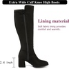 image:imageRuiee Extra Wide Calf Heeled Knee High Boots for Women  Extra Wide Calf True Wide Width Gogo Boots Chunky Heeled Plus Size Classic VersatileBlack Mf 370