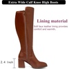 image:imageRuiee Extra Wide Calf Heeled Knee High Boots for Women  Extra Wide Calf True Wide Width Gogo Boots Chunky Heeled Plus Size Classic VersatileBrown Pu 370