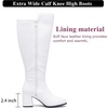 image:imageRuiee Extra Wide Calf Heeled Knee High Boots for Women  Extra Wide Calf True Wide Width Gogo Boots Chunky Heeled Plus Size Classic VersatileWhite Pu 370