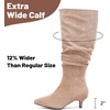 image:imageRuiee Extra Wide Calf Knee High Boots for Women  Extra Wide Calf True Wide Width Kitten Heel Plus Size Classic Versatile Comfort SlouchyBeige Mf 1065