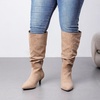 image:imageRuiee Extra Wide Calf Knee High Boots for Women  Extra Wide Calf True Wide Width Kitten Heel Plus Size Classic Versatile Comfort SlouchyBeige Mf 1065