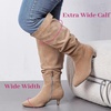 image:imageRuiee Extra Wide Calf Knee High Boots for Women  Extra Wide Calf True Wide Width Kitten Heel Plus Size Classic Versatile Comfort SlouchyBeige Mf 1065
