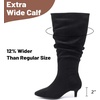 image:imageRuiee Extra Wide Calf Knee High Boots for Women  Extra Wide Calf True Wide Width Kitten Heel Plus Size Classic Versatile Comfort SlouchyBlack Mf 1065