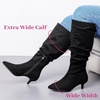 image:imageRuiee Extra Wide Calf Knee High Boots for Women  Extra Wide Calf True Wide Width Kitten Heel Plus Size Classic Versatile Comfort SlouchyBlack Mf 1065