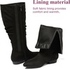 image:imageRuiee Extra Wide Calf Knee High Boots for Women  Extra Wide Calf True Wide Width Kitten Heel Plus Size Classic Versatile Comfort SlouchyBlack Mf 368