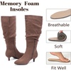 image:imageRuiee Extra Wide Calf Knee High Boots for Women  Extra Wide Calf True Wide Width Kitten Heel Plus Size Classic Versatile Comfort SlouchyBrown Mf 1065