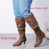 image:imageRuiee Extra Wide Calf Knee High Boots for Women  Extra Wide Calf True Wide Width Kitten Heel Plus Size Classic Versatile Comfort SlouchyBrown Mf 1065