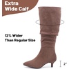 image:imageRuiee Extra Wide Calf Knee High Boots for Women  Extra Wide Calf True Wide Width Kitten Heel Plus Size Classic Versatile Comfort SlouchyBrown Mf 1065