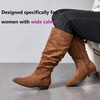 image:imageRuiee Extra Wide Calf Knee High Boots for Women  Extra Wide Calf True Wide Width Kitten Heel Plus Size Classic Versatile Comfort SlouchyBrown Mf 368