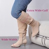 image:imageRuiee Extra Wide Calf Knee High Boots for Women  Extra Wide Calf True Wide Width Kitten Heel Plus Size Classic Versatile Comfort SlouchyLight Beige 1065