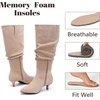 image:imageRuiee Extra Wide Calf Knee High Boots for Women  Extra Wide Calf True Wide Width Kitten Heel Plus Size Classic Versatile Comfort SlouchyLight Beige 1065