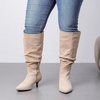 image:imageRuiee Extra Wide Calf Knee High Boots for Women  Extra Wide Calf True Wide Width Kitten Heel Plus Size Classic Versatile Comfort SlouchyLight Beige 1065