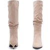 image:imageRuiee Extra Wide Calf Knee High Boots for Women  Extra Wide Calf True Wide Width Kitten Heel Plus Size Classic Versatile Comfort SlouchyLight Beige 1065