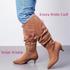 image:imageRuiee Extra Wide Calf Knee High Boots for Women  Extra Wide Calf True Wide Width Kitten Heel Plus Size Classic Versatile Comfort SlouchyTan Mf 1065
