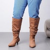 image:imageRuiee Extra Wide Calf Knee High Boots for Women  Extra Wide Calf True Wide Width Kitten Heel Plus Size Classic Versatile Comfort SlouchyTan Mf 1065