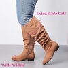 image:imageRuiee Extra Wide Calf Knee High Boots for Women  Extra Wide Calf True Wide Width Kitten Heel Plus Size Classic Versatile Comfort SlouchyTan Mf 368