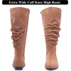image:imageRuiee Extra Wide Calf Knee High Boots for Women  Extra Wide Calf True Wide Width Kitten Heel Plus Size Classic Versatile Comfort SlouchyTan Mf 368
