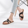 image:imageRuiee Wide Width Sandals for Women Summer Flat Slides Casual Braided Wide Feet Sandal Comfort Slip on Sandals Open Toe Beach Shoes for WomenBlack 22003