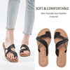 image:imageRuiee Wide Width Sandals for Women Summer Flat Slides Casual Braided Wide Feet Sandal Comfort Slip on Sandals Open Toe Beach Shoes for WomenBlack 22003