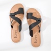 image:imageRuiee Wide Width Sandals for Women Summer Flat Slides Casual Braided Wide Feet Sandal Comfort Slip on Sandals Open Toe Beach Shoes for WomenBlack 22003