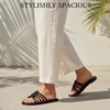 image:imageRuiee Wide Width Sandals for Women Summer Flat Slides Casual Braided Wide Feet Sandal Comfort Slip on Sandals Open Toe Beach Shoes for WomenBlack Pu 8006
