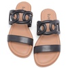 image:imageRuiee Wide Width Sandals for Women Summer Flat Slides Casual Braided Wide Feet Sandal Comfort Slip on Sandals Open Toe Beach Shoes for WomenBlack Pu 8007