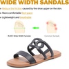 image:imageRuiee Wide Width Sandals for Women Summer Flat Slides Casual Braided Wide Feet Sandal Comfort Slip on Sandals Open Toe Beach Shoes for WomenBlack Pu 8007