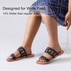 image:imageRuiee Wide Width Sandals for Women Summer Flat Slides Casual Braided Wide Feet Sandal Comfort Slip on Sandals Open Toe Beach Shoes for WomenBlack Pu 8007