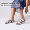 image:imageRuiee Wide Width Sandals for Women Summer Flat Slides Casual Braided Wide Feet Sandal Comfort Slip on Sandals Open Toe Beach Shoes for WomenBlue Pu 8007