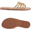 image:imageRuiee Wide Width Sandals for Women Summer Flat Slides Casual Braided Wide Feet Sandal Comfort Slip on Sandals Open Toe Beach Shoes for WomenGold Pu 8006