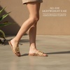 image:imageRuiee Wide Width Sandals for Women Summer Flat Slides Casual Braided Wide Feet Sandal Comfort Slip on Sandals Open Toe Beach Shoes for WomenGold Pu 8006