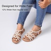 image:imageRuiee Wide Width Sandals for Women Summer Flat Slides Casual Braided Wide Feet Sandal Comfort Slip on Sandals Open Toe Beach Shoes for WomenNude Pu 8010