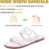 image:imageRuiee Wide Width Sandals for Women Summer Flat Slides Casual Braided Wide Feet Sandal Comfort Slip on Sandals Open Toe Beach Shoes for WomenWhite Pu 8007